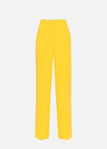 ELISABETTA FRANCHI PA02746E2 Pantalone dritto in crêpe fermo con placca logo