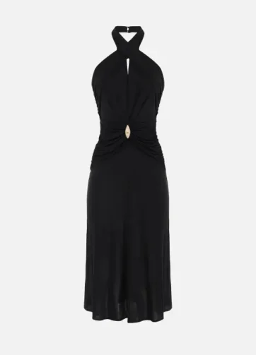 ELISABETTA FRANCHI AB71952E2 Abito in jersey leggero con scollo incrociato