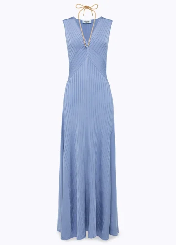 BLUGIRL ABITO LUNGO CON DRAPPEGGIO E COLLANA