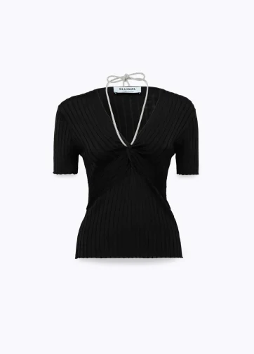 BLUGIRL MAGLIA CON DRAPPEGGIO E COLLANA