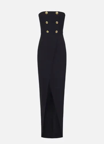 ELISABETTA FRANCHI ABR0456E2 Abito Red Carpet in crêpe leggero con bottoni