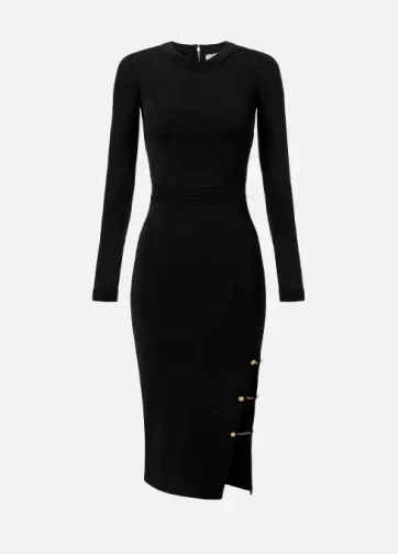 ELISABETTA FRANCHI AM28S57E2 Abito in maglia di viscosa con gemelli gioiello