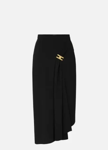 ELISABETTA FRANCHI GO11456E2 Gonna in crêpe leggero con drappeggio