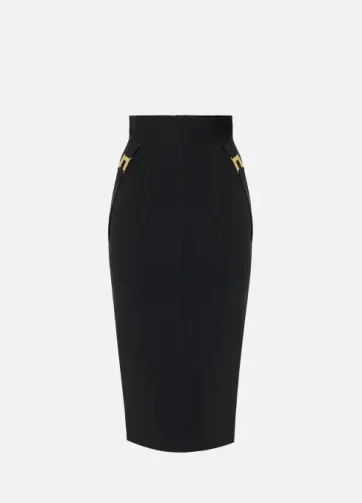 ELISABETTA FRANCHI GO12156E2 Gonna in tessuto bielastico con logo gioiello