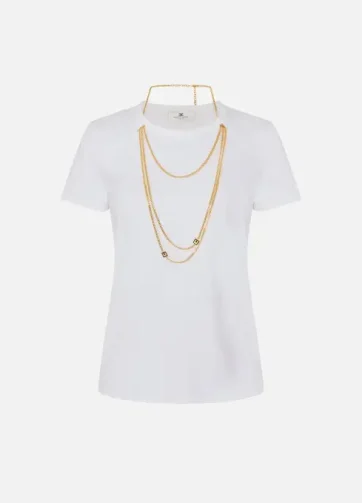 ELISABETTA FRANCHI MA00956E2 T-shirt in jersey con accessorio gioiello