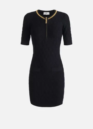 ELISABETTA FRANCHI AM20B56E2 Mini abito in maglia a rombi con dettaglio gioiello