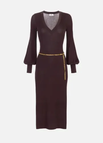 ELISABETTA FRANCHI AM22B56E2 Abito in maglia di viscosa e seta con cintura