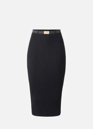 ELISABETTA FRANCHI GK17B56E2 Gonna in maglia a costine con cintura