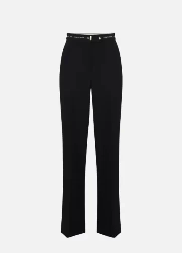 ELISABETTA FRANCHI PA10356E2 Pantaloni in crêpe leggero con nastro logo
