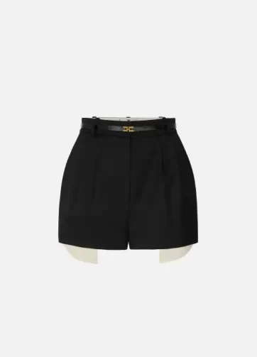 ELISABETTA FRANCHI SH01156E2 Shorts in fresco lana con dettagli in raso