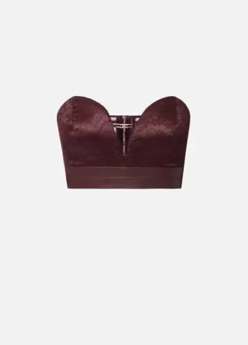 ELISABETTA FRANCHI RG00257E2 Top bustier in pizzo floreale con logo gioiello