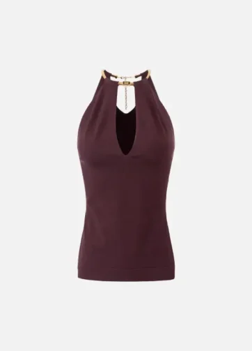 ELISABETTA FRANCHI TK55S56E2 Top in maglia con snake gioiello