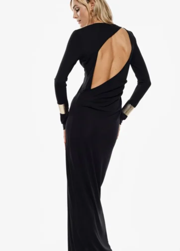 IMPERIAL Abito lungo con schiena scoperta e polsini metallici