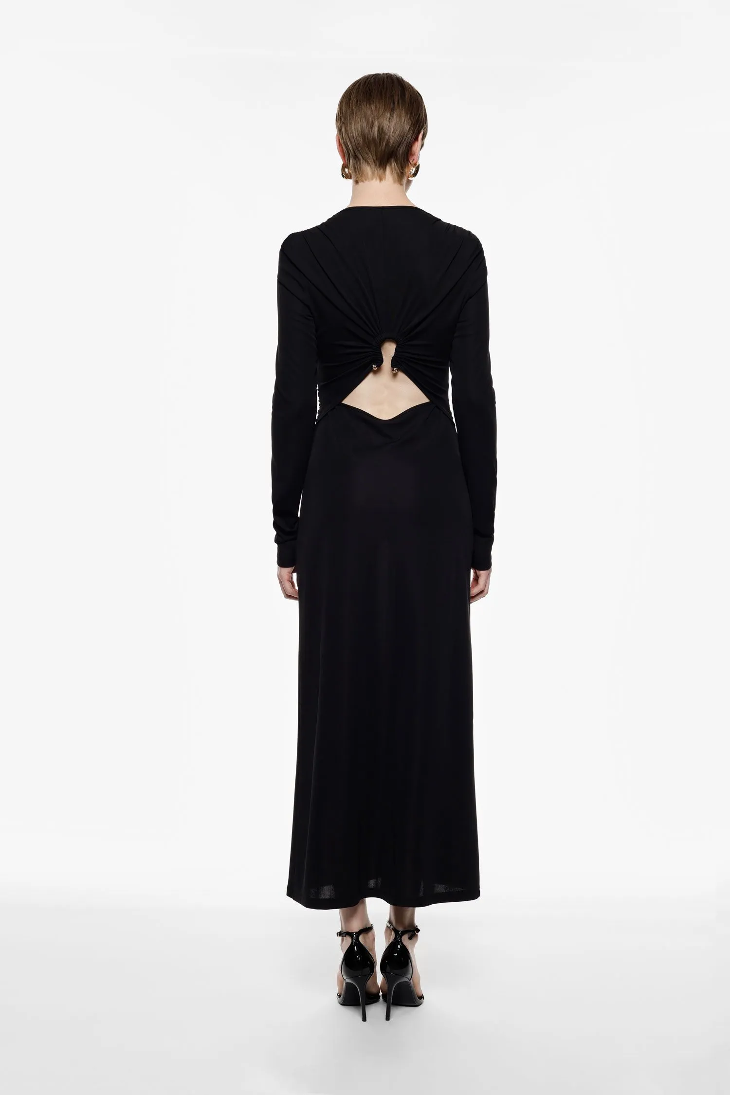 IMPERIAL Abito lungo con maniche lunghe e schiena aperta - immagine 3