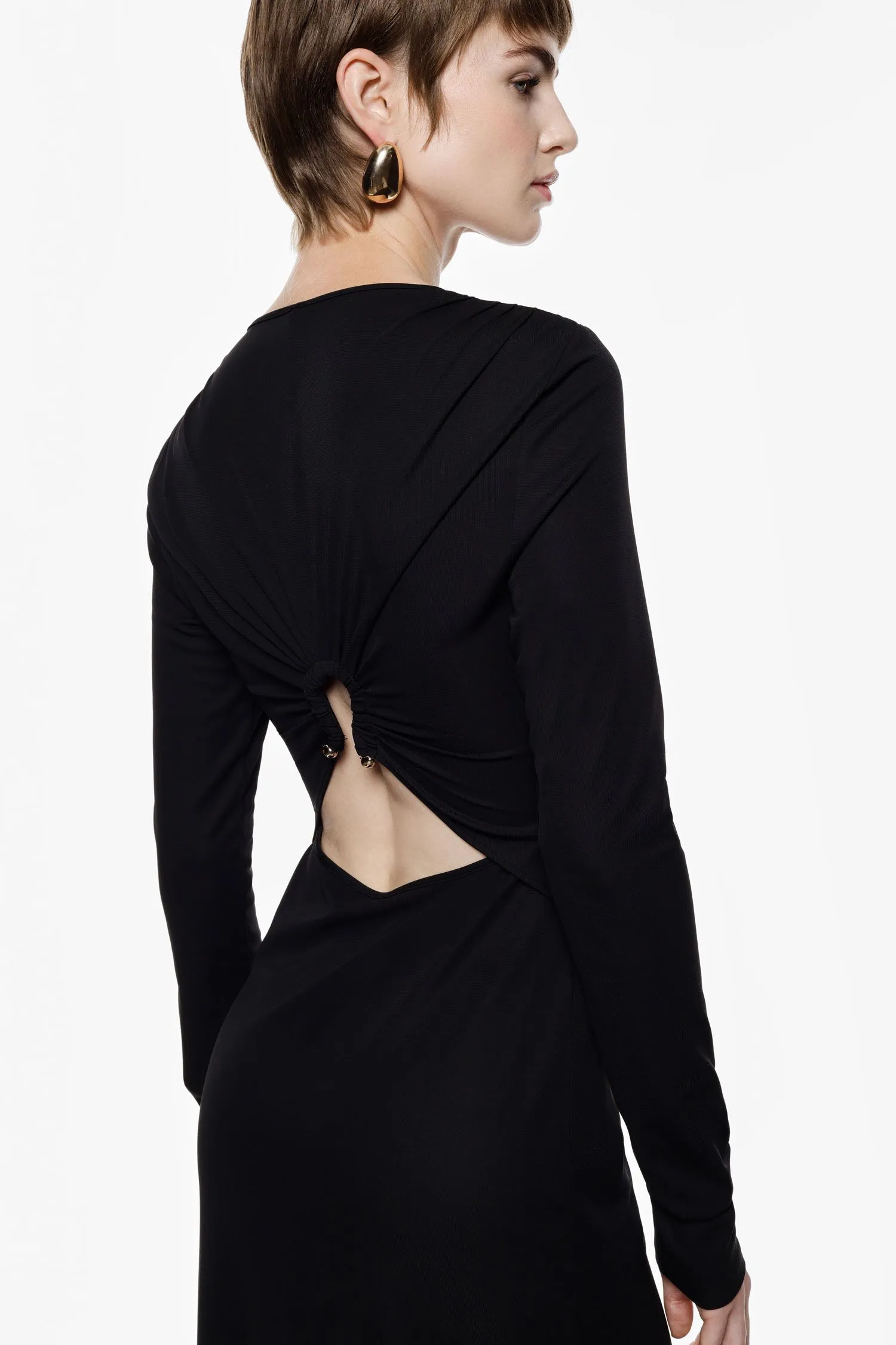 IMPERIAL Abito lungo con maniche lunghe e schiena aperta - immagine 4