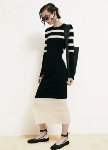 PATRIZIA PEPE Abito midi in maglia bicolor