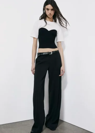 PATRIZIA PEPE T-shirt con bustier in maglia