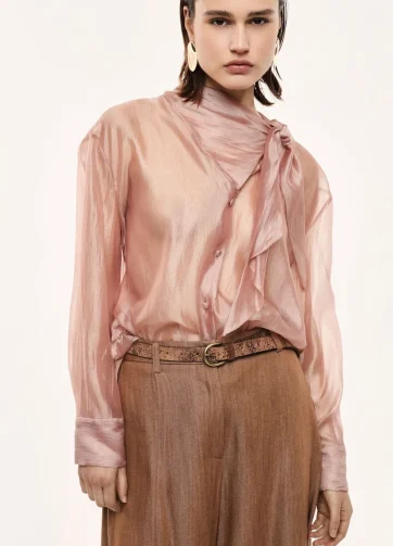 IMPERIAL Camicia trasparente con maniche lunghe e fiocco