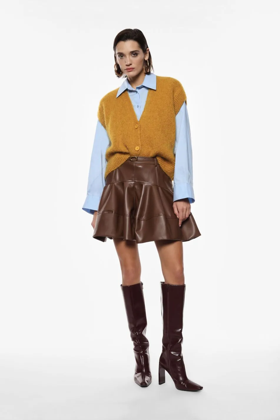 IMPERIAL Gonna corta svasata in similpelle