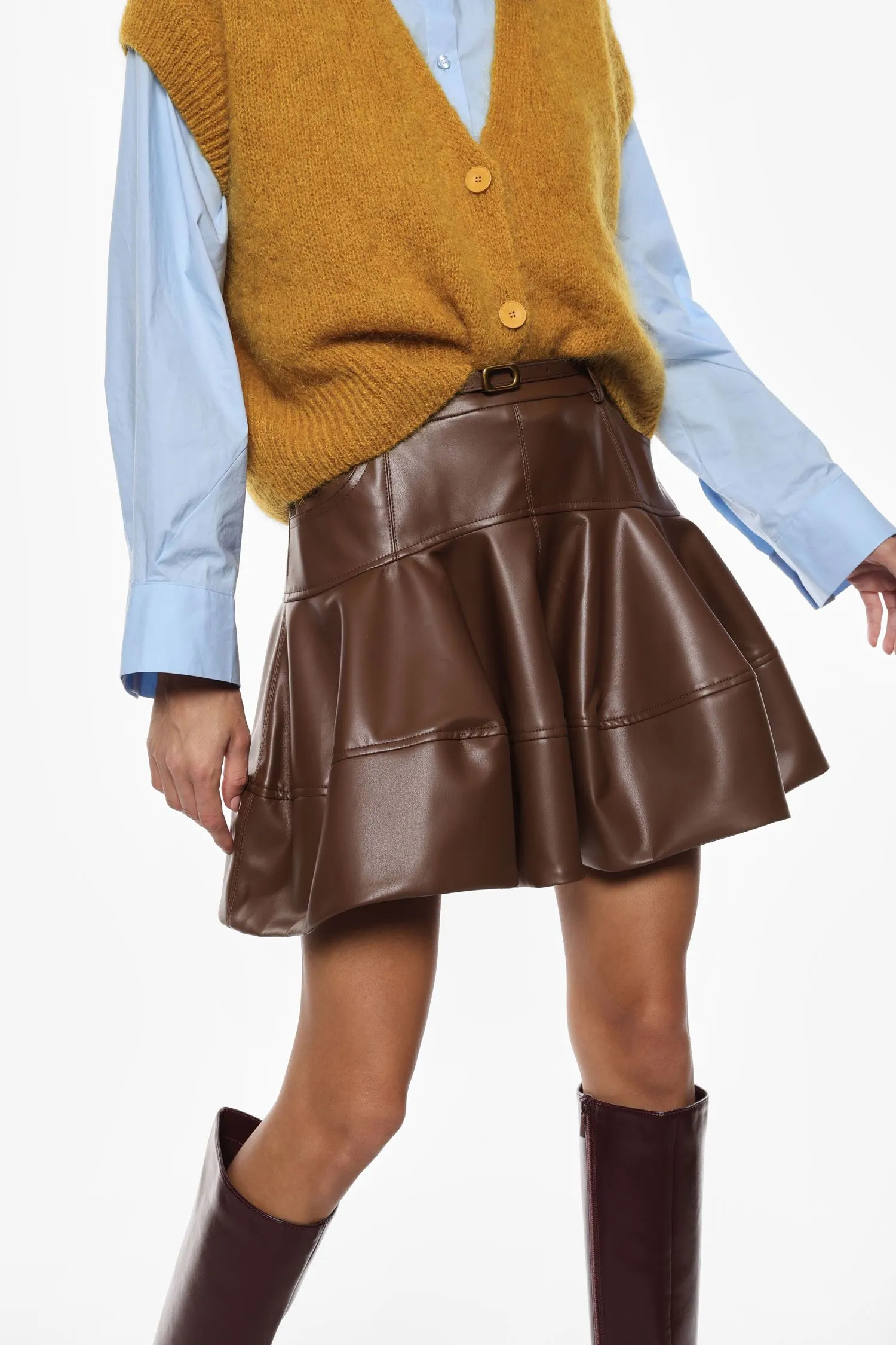 IMPERIAL Gonna corta svasata in similpelle - immagine 4