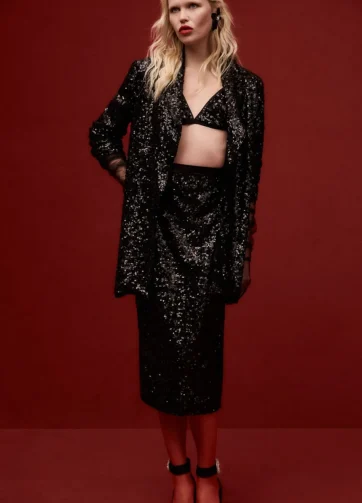 IMPERIAL Gonna midi a vita alta con paillettes