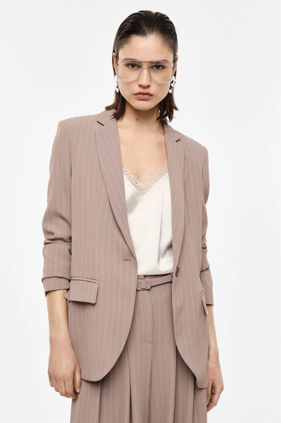 IMPERIAL Blazer monopetto a righe con tasche a patta