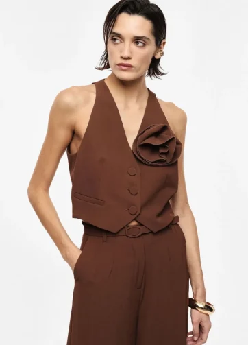 IMPERIAL Gilet monopetto con fiore decorativo applicato