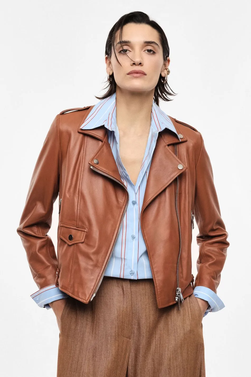 IMPERIAL Giacca biker corta con zip e tasche